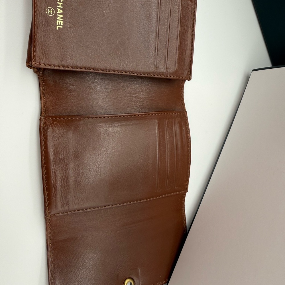 CHANEL Tan Caviar Leather Wallet with Gold Accent - Picture 11 of 15